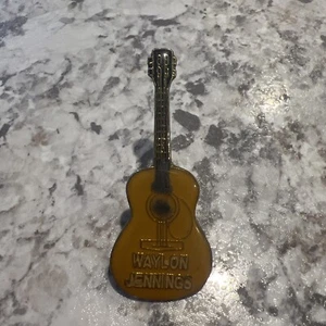 Vintage Waylon Jennings Guitar Yellow Country Music Collectible Lapel Pin - Picture 1 of 4