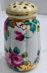 Porcelain Powder Shaker: Vintage with Pretty Floral pattern- Gold detailing - Picture 1 of 7