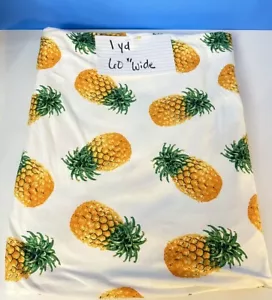 Vintage white polyester knit with large pineapples tropical print 1 yd - Picture 1 of 4