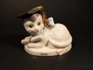 Lenox Calendario Gatitos Divertidos JUNIO Gato Estatuilla Graduación Perpetua - Imagen 1 de 7