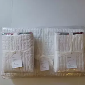 Pottery Barn Stewart Pick Stitch F/Q Quilt 2 Standard Shams Red Green Plaid NIP - Picture 1 of 3