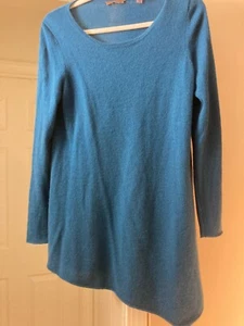 Cullen Cashmere Tunic, Asymmetrical Hem, Teal, S - Picture 1 of 3