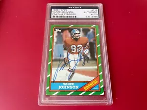 Tarjeta Topps Vance Johnson Broncos 1986 firmada automática PSA/DNA ENCAPSULADA - Imagen 1 de 2