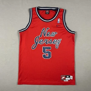 Camiseta deportiva de colección Jason Kidd #5 New Jersey Nets para hombre mediana NIKE roja retro rebobinada 1977 - Imagen 1 de 12