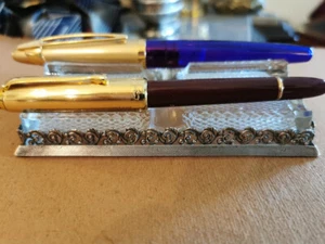 porta stilografica cristallo argento da scrivania portapenne - Foto 1 di 5