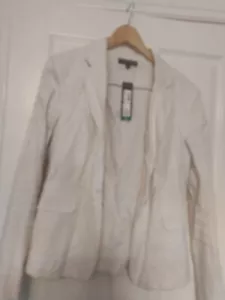 BC CLOTHING  linen blazer jacket size 12 Cream OFF WHITE Great Condition - Picture 1 of 6
