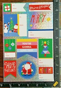 CHRISTMAS TAGS, DIFFERENT SIZES, ONE SHEET WITH 10 BEAUTIFUL STICKERS #STAR13 - Picture 1 of 2