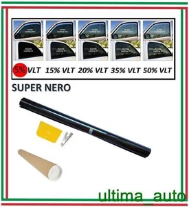 PROFESSIONALE ANTIGRAFFIO PELLICOLA OSCURANTE  VETRI AUTO NERO 5% 76cm x 3m - Picture 1 of 1