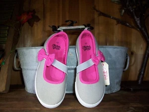 FADED GLORY GIRLS TODDLER SLIPPERS SHOES SIZE 9 TAN PINK WITH BOW EASTER SHOES - Picture 1 of 1
