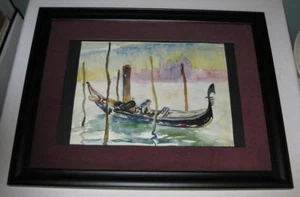 EINGESTELLT um 1960 MODERNIST VENEDIG ITALIEN GONDEL GEMÄLDE - Bild 1 von 1
