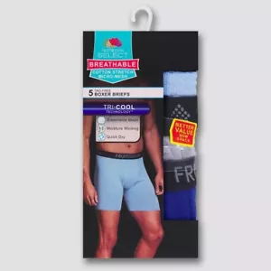 Fruit of the Loom Men's Breathable 5 Pack Boxer Briefs Value Pack Sizes S-XL - Picture 1 of 4