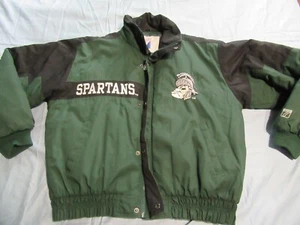 Mens Vtg Logo 7 Michigan State Spartans Jacket Sz LG - Picture 1 of 10