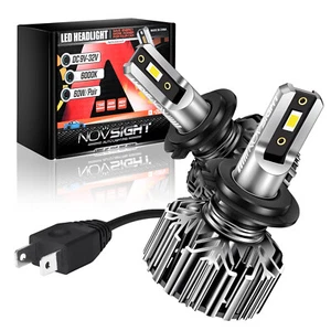 NOVSIGHT H7 LED Bulbs 6500K Headlight Kit 12000LM 60W Cold White Halogen Replace - Picture 1 of 12