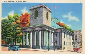 Postkarte King's Chapel Boston Massachusetts Leinen - Bild 1 von 2