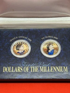 1999/2000 First And Last Dollars Of The Millennium Two Coin Set 🇺🇸✨ - Picture 1 of 8