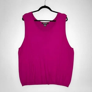 ELLEN TRACY 2X Sleeveless Knit Top In Fuchsia Plus Size - Picture 1 of 7