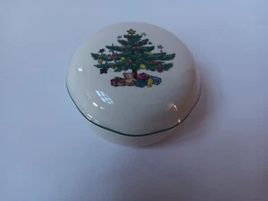 NIKKO Japan Small Round Trinket Box - Christmas Tree, Presents, Bear - Picture 1 of 16