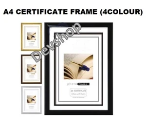 Modern photo picture A4 certificate frame large size bronze/silver/black & white - Picture 1 of 4