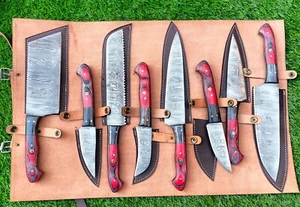 Hunting Expert Damascus Chef Knife Set Santoku Slicing Kitchen Cook Knives 8PCS. - Picture 1 of 5