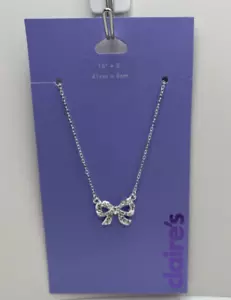 NEW Silver Crystal Bow Necklace from Claire's - Picture 1 of 2