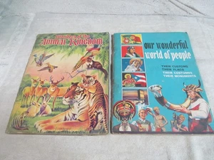 (2) VINTAGE STICKER BOOKS, ANIMAL KINGDOM 1959 & WORLD OF PEOPLE 1963, COMPLETE. - Picture 1 of 15