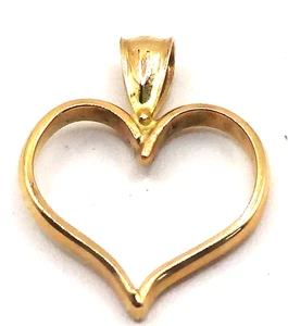 SCHÖNER MASSIVER 14k GELBGOLD OFFENES HERZ CHARM / ANHÄNGER - Bild 1 von 7