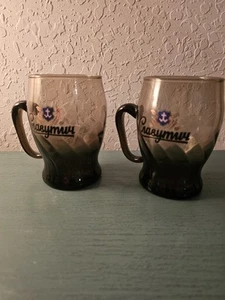 Vintage & seltenes Paar Slavutych Bier Ukraine strukturierte Bierkrüge, durchscheinend... - Bild 1 von 9