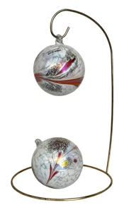 Unikat Glas mundgeblasene Glaskugel Ornamente Polen 2er Set meliertes Glas - Bild 1 von 10