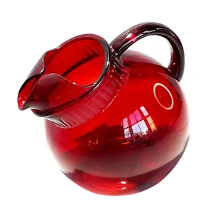 Royal Rubinrot Glas Krug Kugel Krug Griff Eis Lippe 40 Unzen Retro Stil - Bild 1 von 6