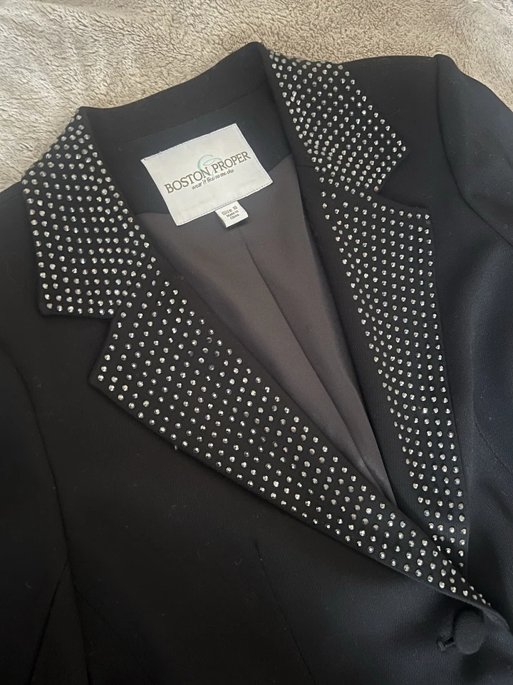 Boston Proper Black Long Sleeve  Suit, Jacket Women's  Size 10 New - Image 1 of 4
