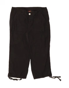 DKNY Womens Straight Capri Trousers US 12 Large W32 L22 Black Cotton BV28 - Picture 1 of 3