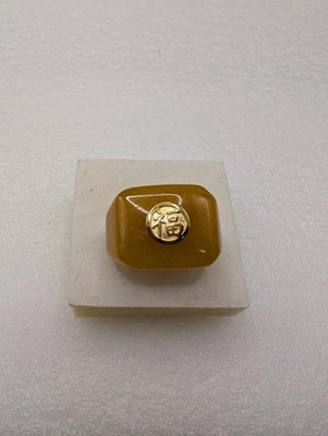 Yellow Jade Vermeil YG 铑纯银男式戒指尺寸 13 DAD459 — 第 1/4 张图片