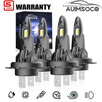 For Kia Sportage 2011-2016 Combo 4x LED Headlight H7 High Low Beam Bulbs Kit - Photo 1/4