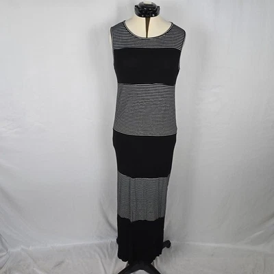 Bobeau Maternity Dress Women's XL Black Gray Colorblock Striped Sleeveless - Image 1 of 4