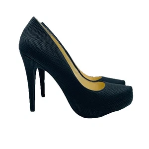 Scarpa Jessica Simpson Heels donna taglia 7,5 M nera stampa serpente stiletto plateau - Foto 1 di 11