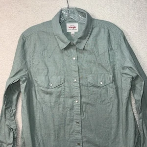 Camicia donna Wrangler a scatto perla verde taglia grande tasche coda lunga rodeo - Foto 1 di 8