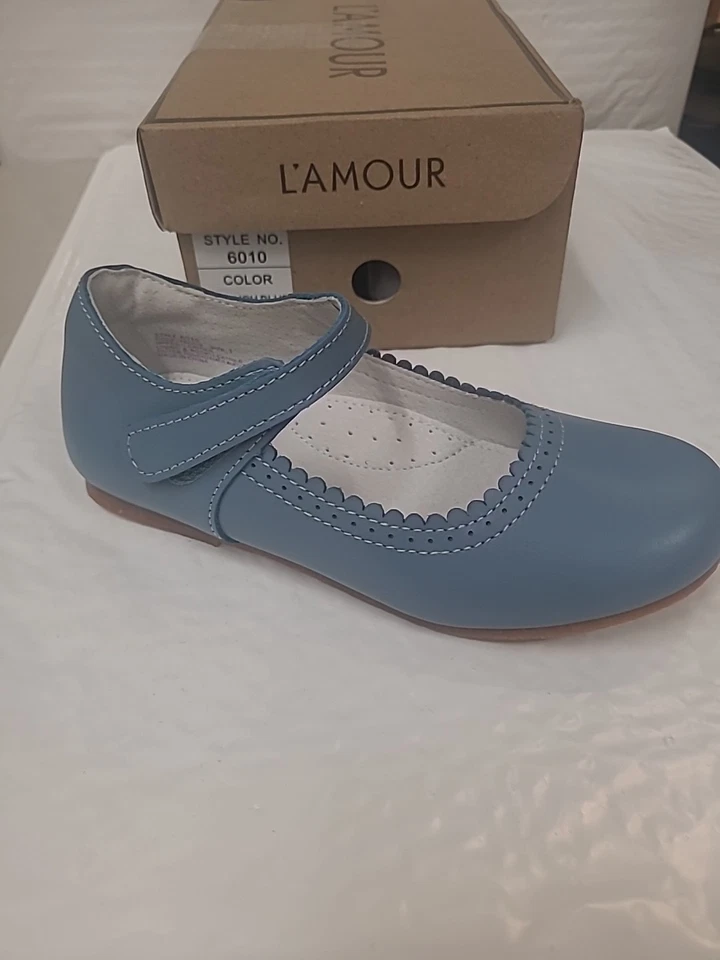 Niños L'amour Lucille festoneado estilo plano 6010 cuero azul francés Foto 1 de 4