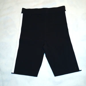 Sweaty Betty High Waist Bike? Shorts Black w/ White Side Stripes Knit Size 8 - Picture 1 of 9