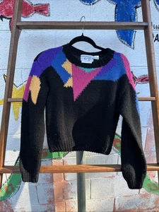Vintage Vintage Lawrence Ciga Handknitted 80s Sweater / Size Large - Bild 1 von 6