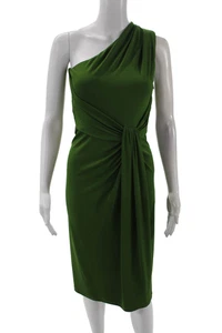 Michael Kors Womens Sleeveless One Shoulder Pencil Dress Green Size 6 - Picture 1 of 7