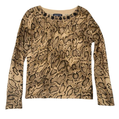 Jones New York Signature Shirt Women's Size Medium Animal Print Blouse Beaded - Image 1 of 4