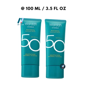 WARDAH UV Shield Acne Calming Sunscreen Serum SPF50 PA++++ Bright Fresh 2X 100ml - Picture 1 of 24