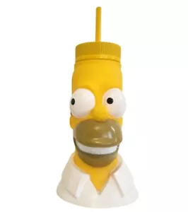 Homer Simpson Universal Studios 3D Character Drink Cup With Lid & Straw Yellow - Picture 1 of 9