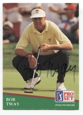 1991 Pro Set PGA Tour Golf Bob Tway Signed Card Autographed #126