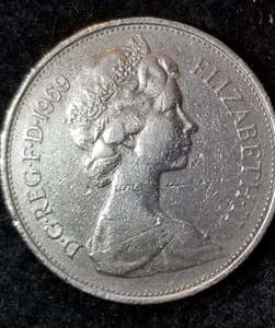 Moneda del Reino Unido 1969 10 NUEVA MONEDA PENIQUES Reina Isabel II - Imagen 1 de 7