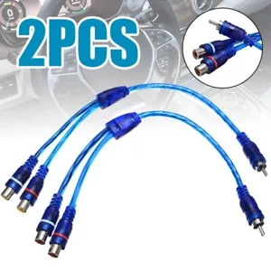 2 x 20cm RCA PHONO Y SPLITTER CABLE 1 Male to 2 x Female CAR AMP SUB LEAD UK P&P - Picture 1 of 9
