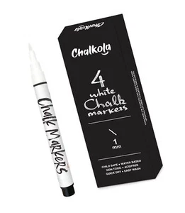 Extra Fine Tip White Chalk Markers (4 Pack 1mm Point) Chalk Pens - White Dry ... - Picture 1 of 6