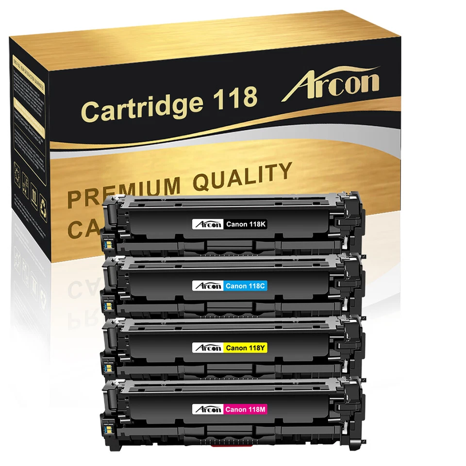 4 Toner Cartridge Black Color Set for Canon 118 ImageClass Mf8580cdw Lbp7200cdn
