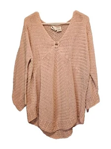 Roamans Sweater Womens 2XL Blush Pink Crochet Boho Lagen Hippie Festival Peasant - Picture 1 of 5