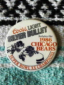 VINTAGE COORS LIGHT 1986 CHICAGO BEARS SUPER BOWL XX CHAMPION PIN 3 Inch - Picture 1 of 2